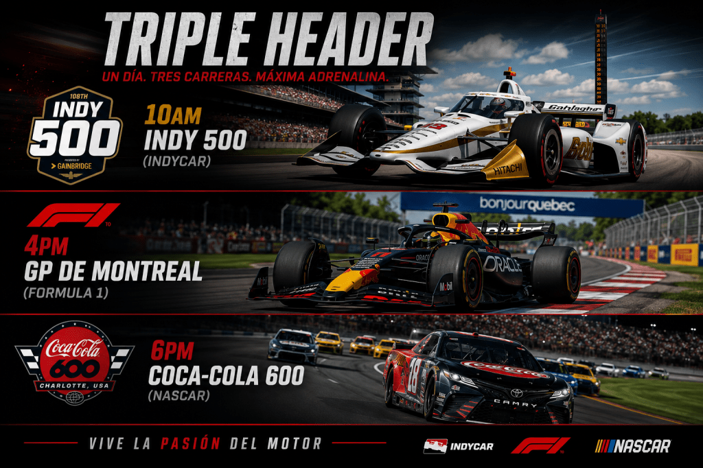 Domingo histórico para el automovilismo: Indy 500, GP de Montreal y Coca-Cola 600 en un mismo&nbsp;día